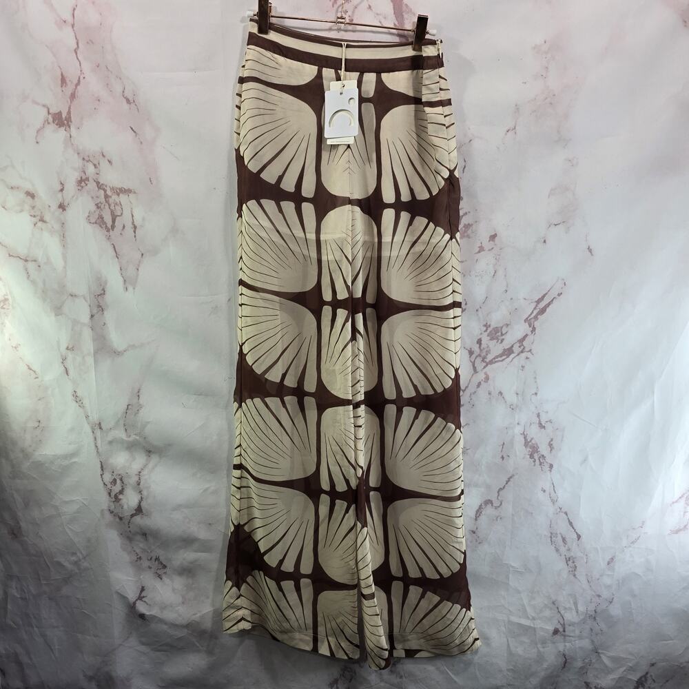 Commense Pants Womens XS Brown Wide Leg High Rise Palazzo Johanna Ortiz Rio